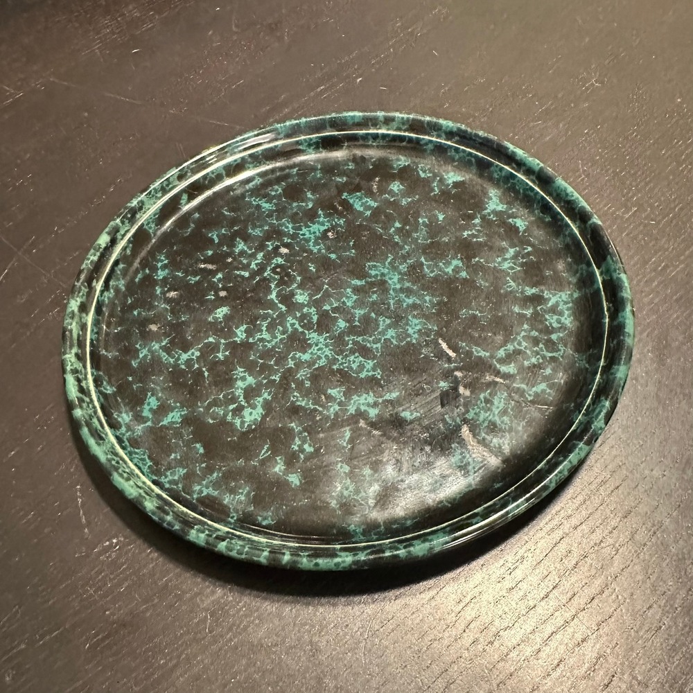 Bennington Pottery Vermont Green Agate Spongeware Round Serving Tray 10.25in